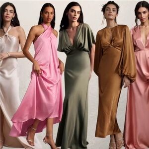 Ronny Kobo Nann Satin V-Neck Long-Sleeve wedding Evening Gown Dress
6 NWT $670